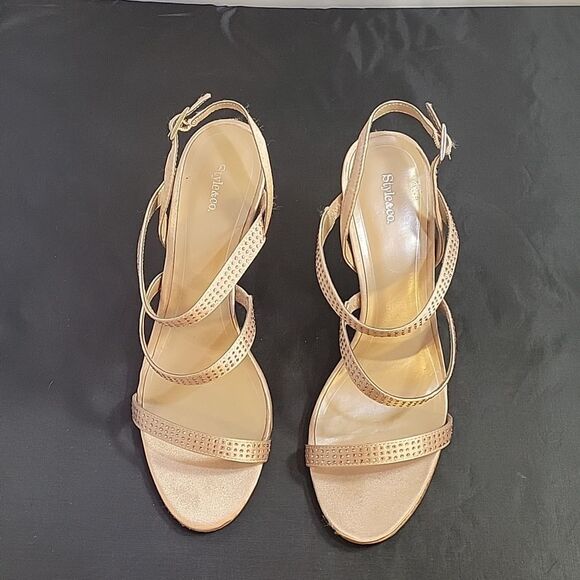 STYLE & CO MULTI-STRAP ADJUSTABLE BUCKLE ANKLE RHINESTONES EMBELLISHMENTS SANDAL - Picture 3 of 11